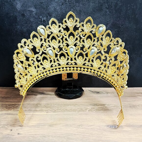 Gold Comb Crown, Bridal Crown, Wedding Hair Jewelry, Homecoming Prom Crown main image 8